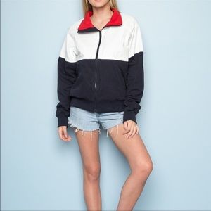 Brandy Melville Jacket Stephanie Navy Color block NWOT
